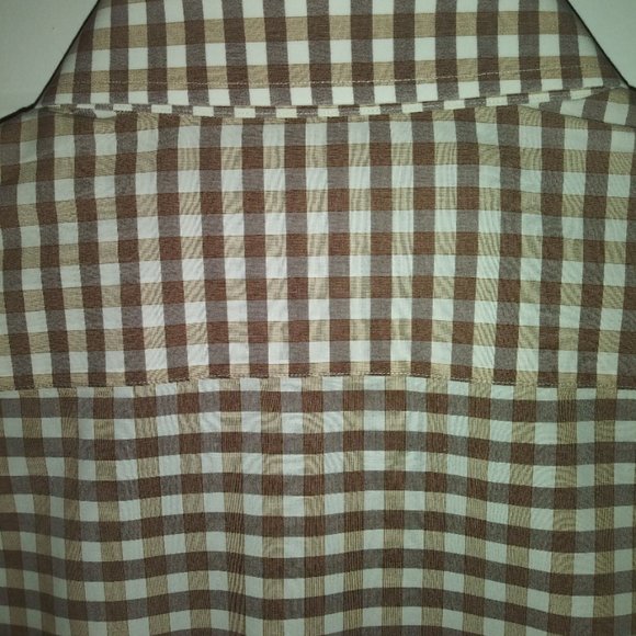 Ledbury: Men's Brown & White Gingham. Barrel cuffs, Neck: 17.5 Sleeve: 37 - Picture 6 of 6